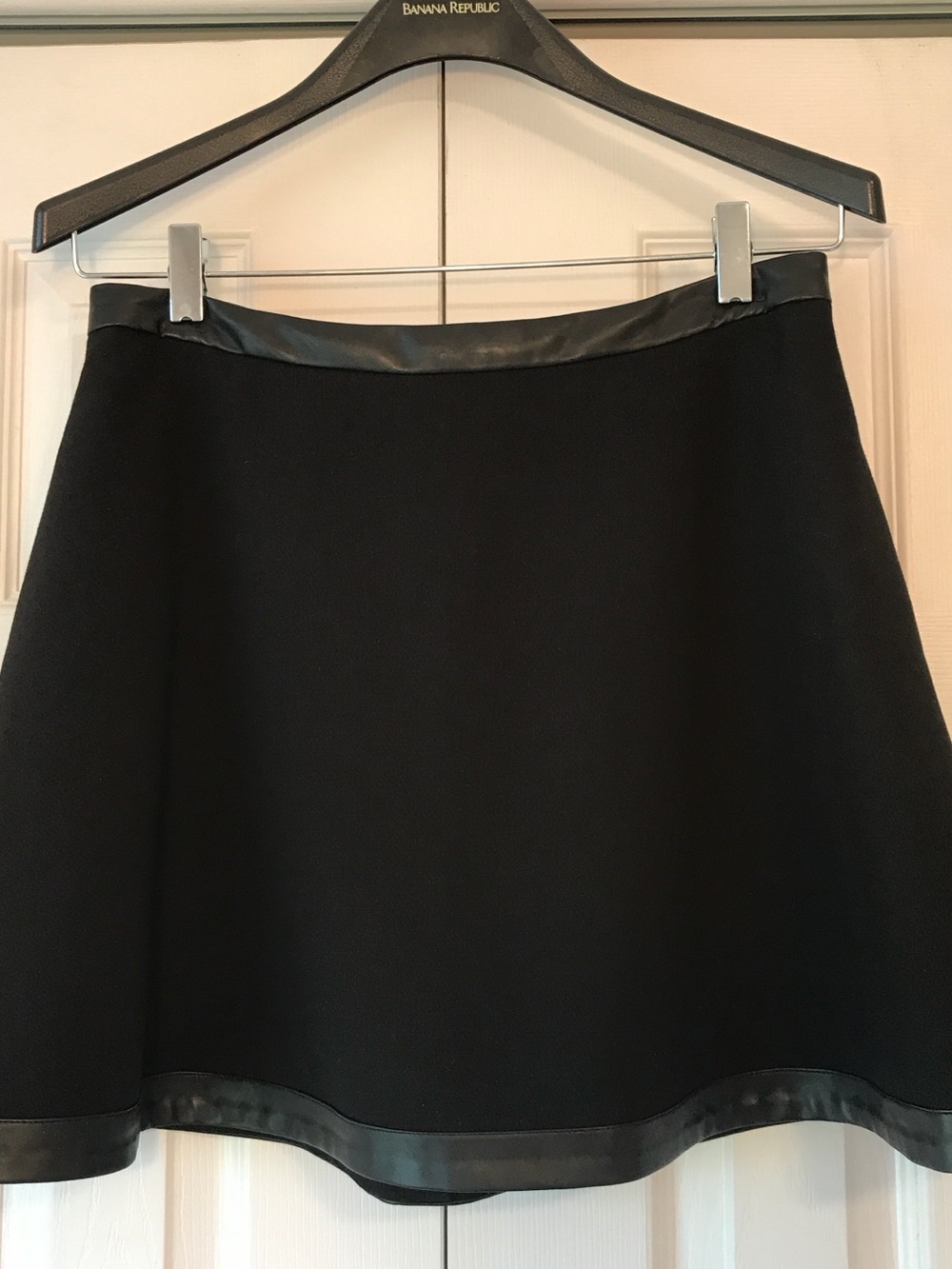 Banana Republic Black A-Line Skirt with Faux Leather Trim